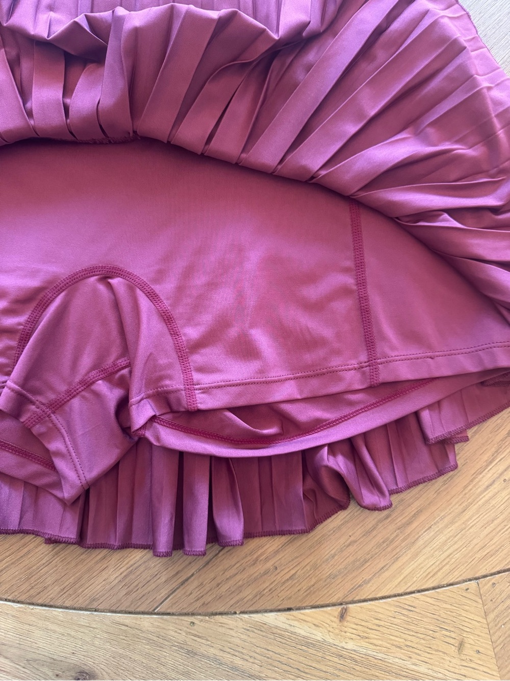 Pleated Athletic Skirt in Burgundy - Picture 4 of 5